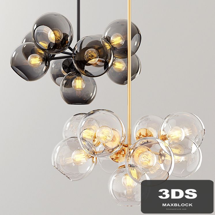 Staggered Glass Chandelier 9 Light - Round