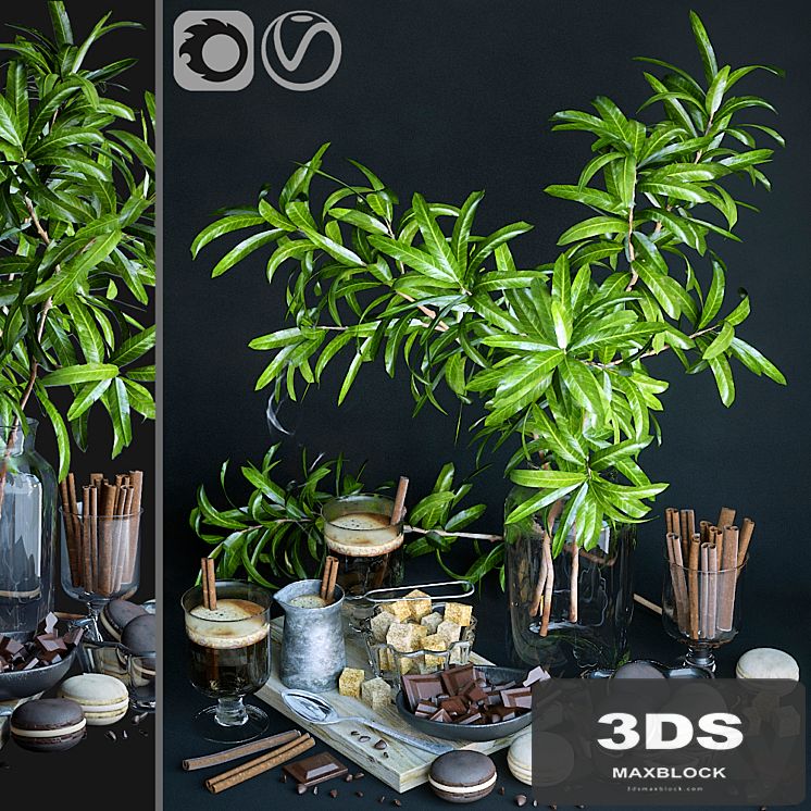 Kitchen set with mango branches