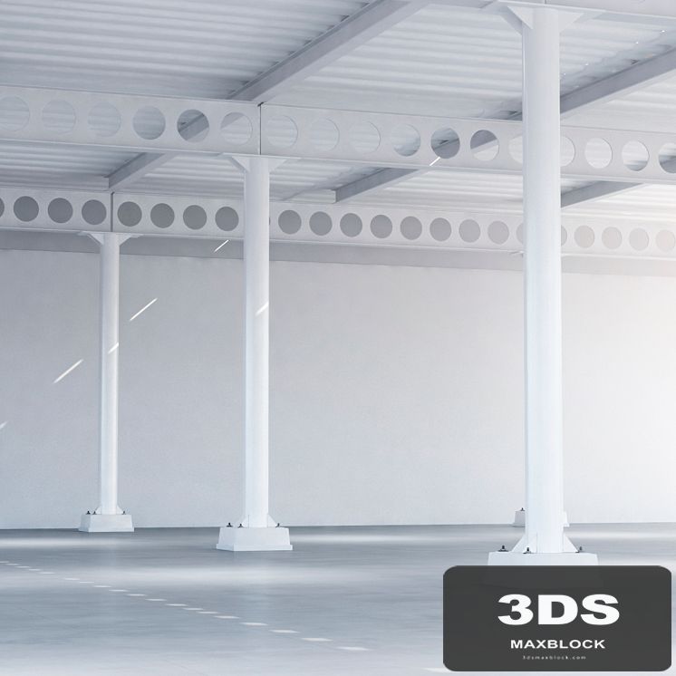 Metal ceiling girder system with columns 02