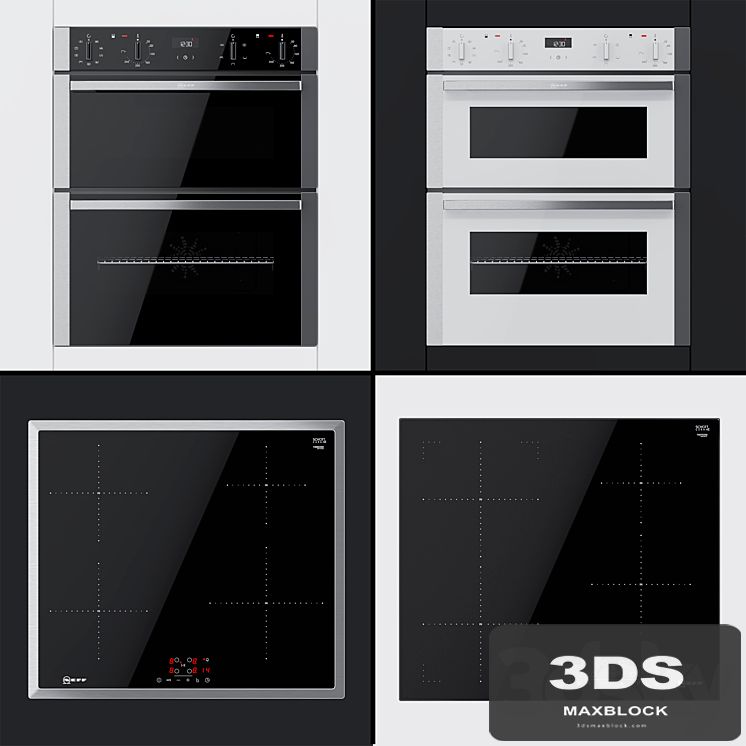 Neff - dual ovens J1ACE2HN0B, J1ACE2HW0B and cooking surfaces T36BB40N0, T46FD53X0