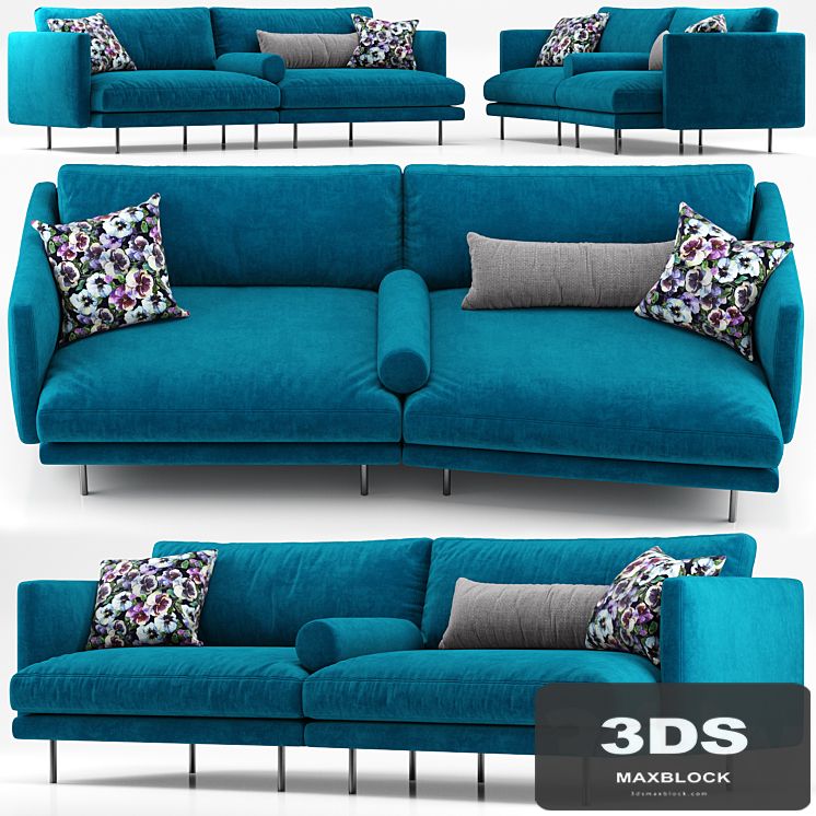 Mies two seater sofa blue - Calligaris