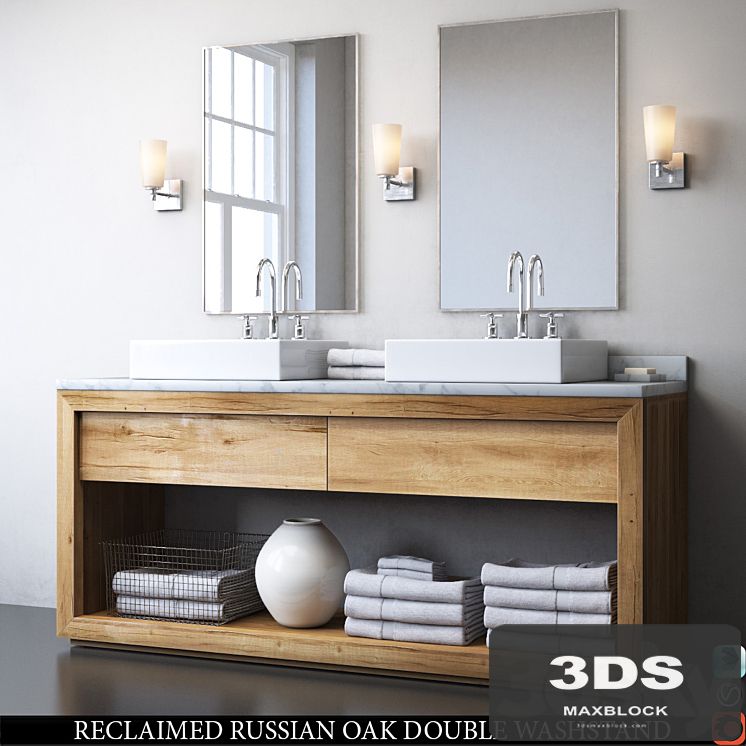 RECLAIMED RUSSIAN OAK DOUBLE WASHSTAND