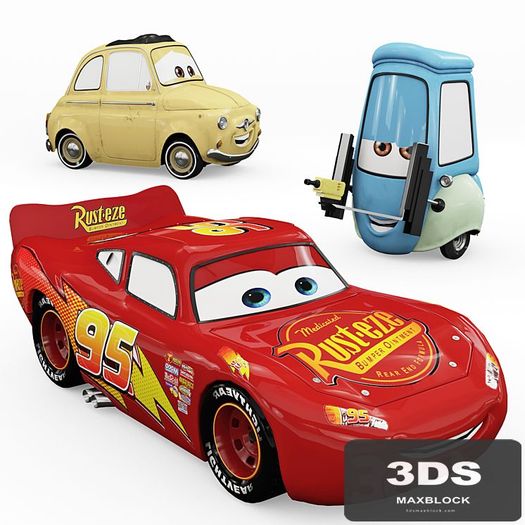 Toys "Cars" Lightning McQueen, Guido, Luigi