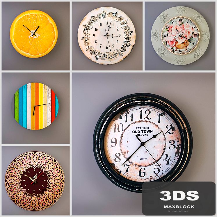 Collection of wall clocks handmade