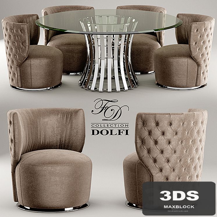 Table and chair sedia capitonne girevole dolfi