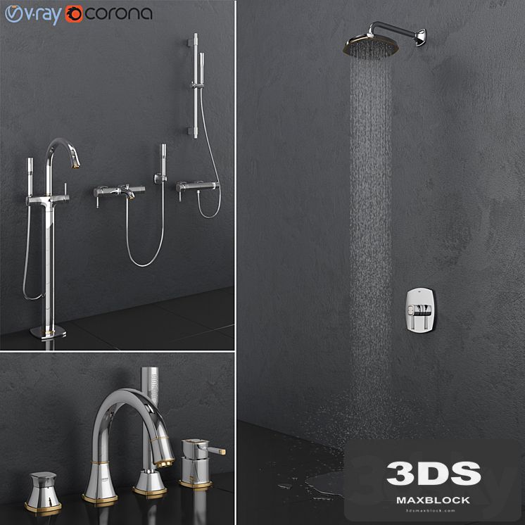 GROHE bath and shower faucets | Grandera Gold set 27