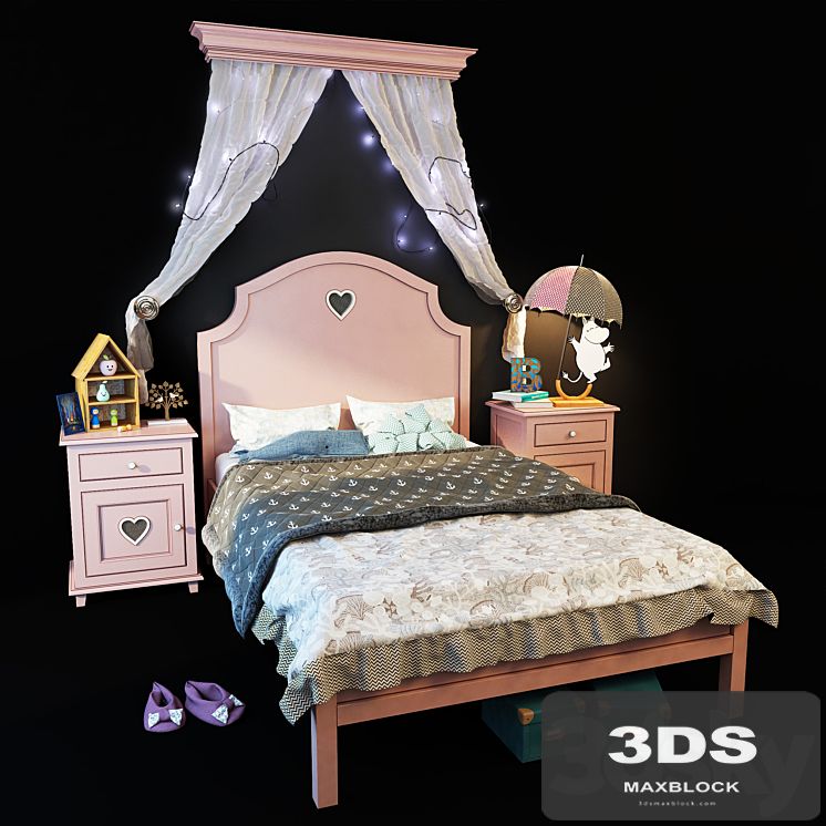 Adelina bed is pink. Whatnot