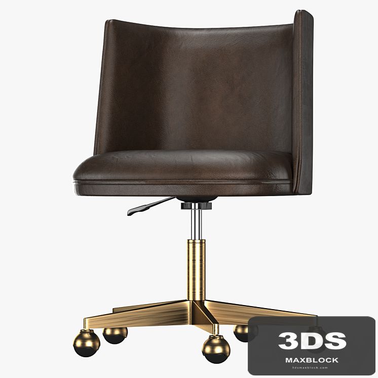 KINNEY LEATHER DESK CHAIR - ANTIQUED BRASS