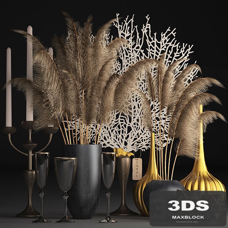 Bouquet of dried flowers 72. pampas grass, decor, vase, coral, dried flower, natural decor, eco design, table decoration
