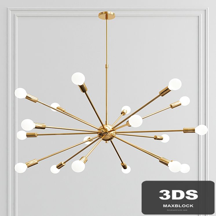 Modern Polished Brass Sputnik Chandelier