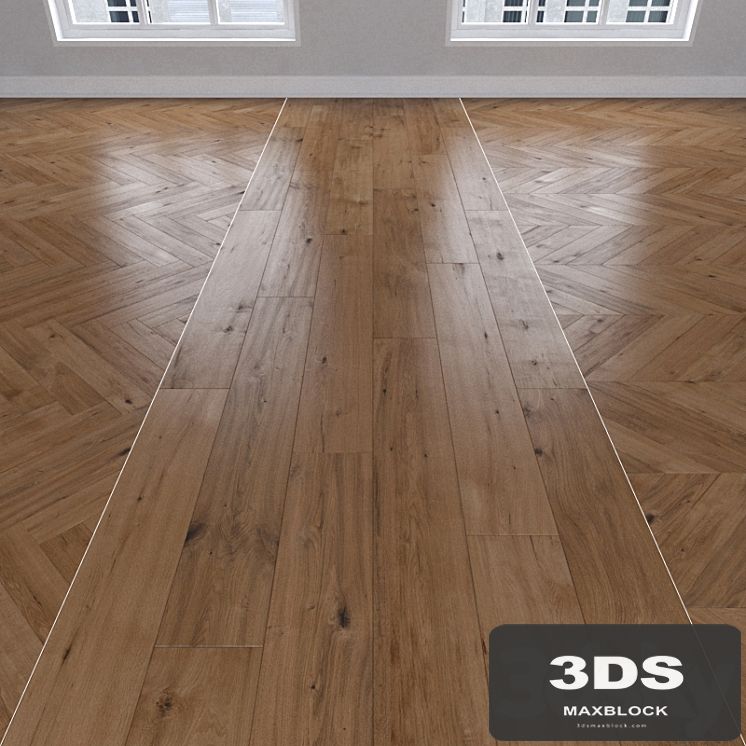 Parquet Oak bronze, 3 types: herringbone, linear, chevron.