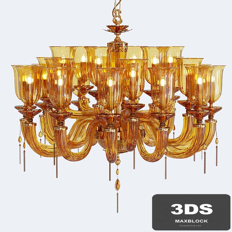 Chandelier Euroluce Julienne Amber L12 + 6 + 6 Glass