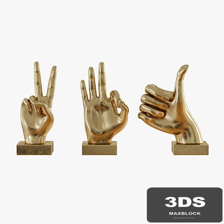 Metallic Hand 3 Piece Figurine Set