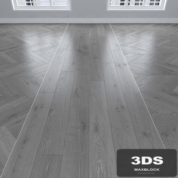 Parquet Oak gray, 3 types: herringbone, linear, chevron.