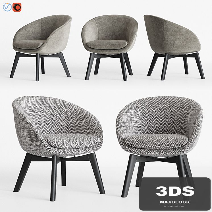 Minotti Russell Little Lounge Fixed Armchair