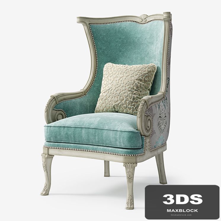 Massoud: Silver Damask Chair
