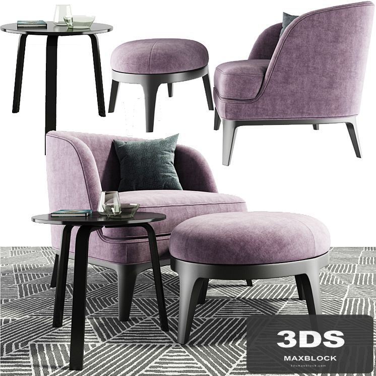 Seychelles Wood Trim Armchair Set