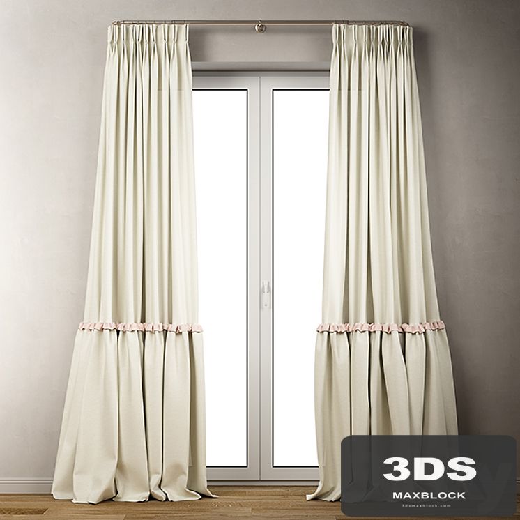 Сotton draped curtains with ruffles / Curly curtains with ruffles
