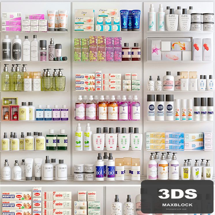 Showcase in a pharmacy with cosmetics 5