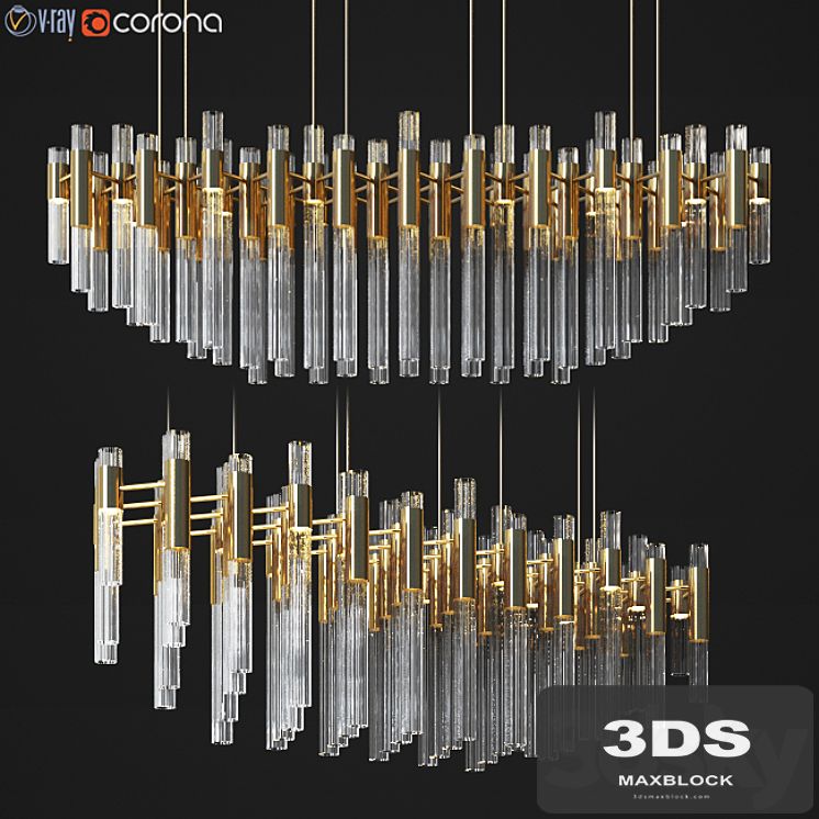 Waterfall Linear Rectangular Suspension Chandelier luxxu