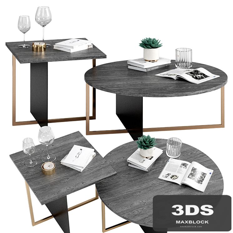 West Elm Korsa Oak + Copper Coffee & Side Table