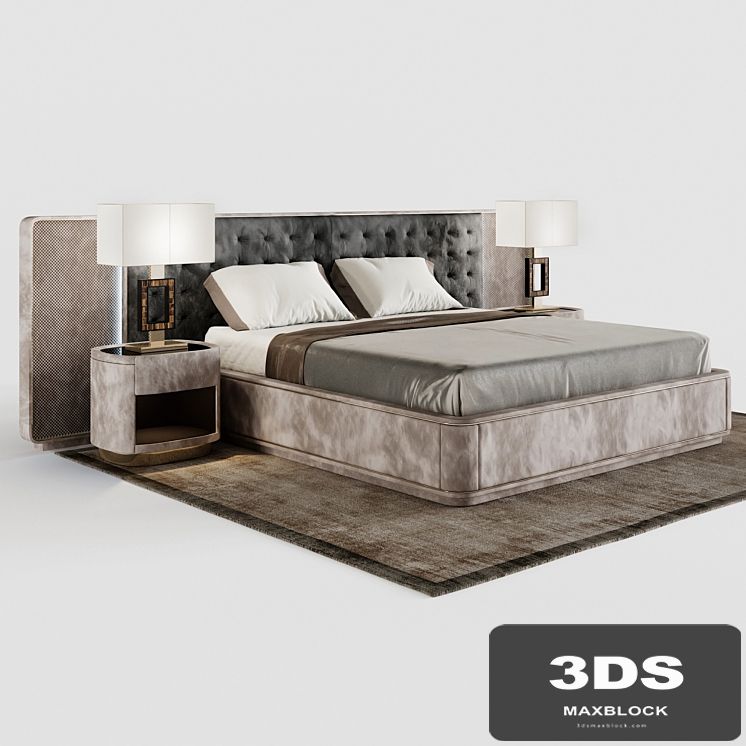 Visionnaire RIPLEY bed set, SKIBA bollard, Turfing lamp