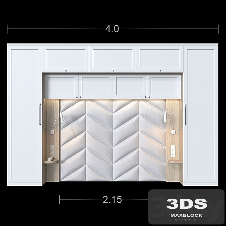 Wardrobe with headboard for a small bedroom 2.