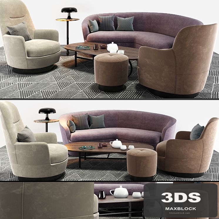 Minotti Sofa And Arm Chair Set