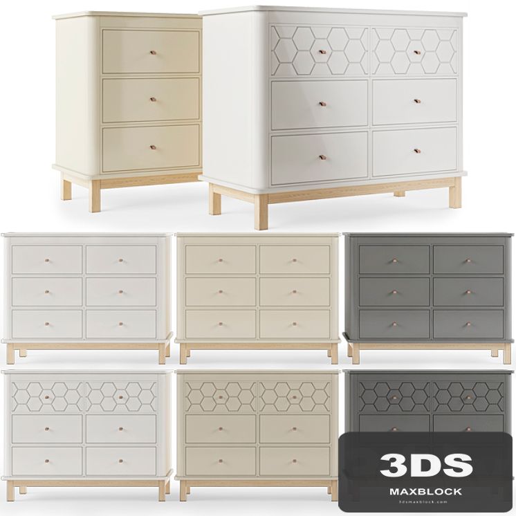 Еllipse-classic \ Classic chest 6 drawers [White, milky, gray] with milling.