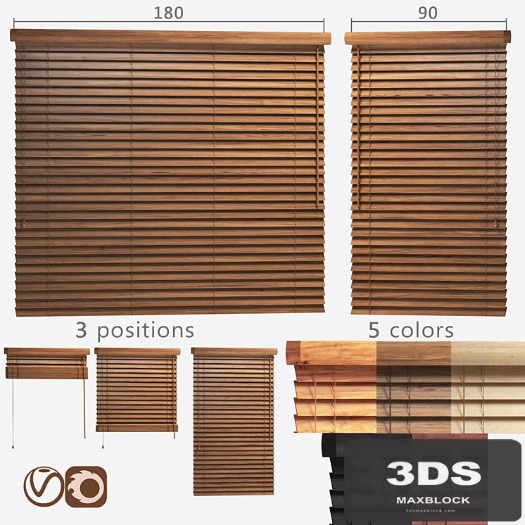 Wooden blinds 50mm, 2 options of width 90 and 180cm
