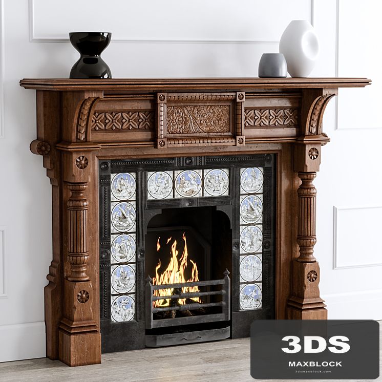 Antique Oak Fireplace