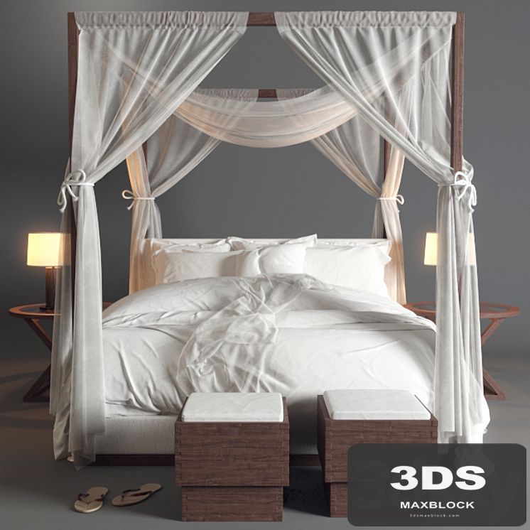 Desert Modern Canopy Bed Ralph Lauren (vray GGX)