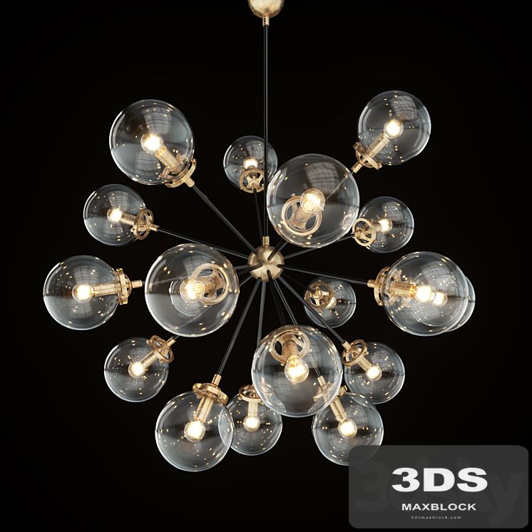 RH Bistro Globe Clear Glass Burst Chandelier