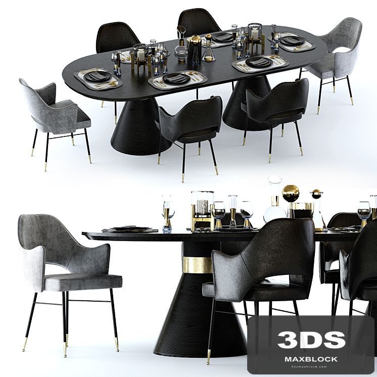 Kelly Wearstler Miramar Table and Rigby Chair