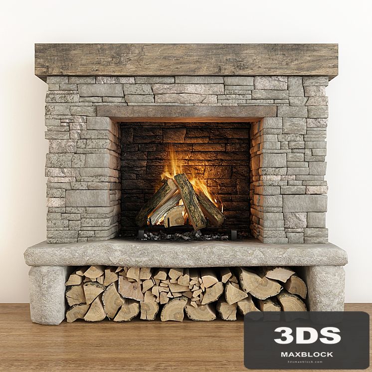 Stone fireplace
