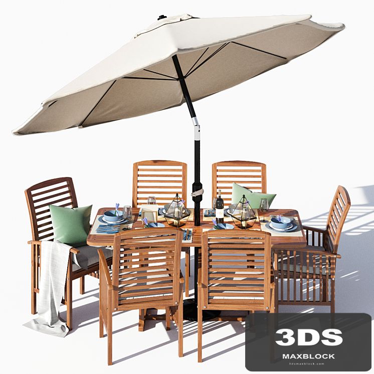 Brown Acacia 7- Piece Dining Set