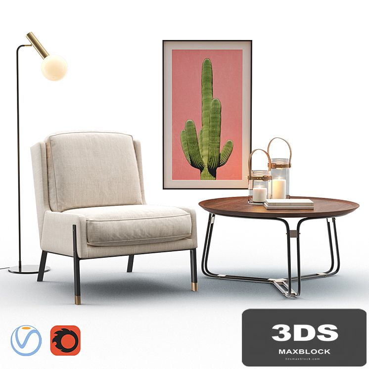 BLINK Easy Chair - QT Coffee Table - EMERY Floor Lamp