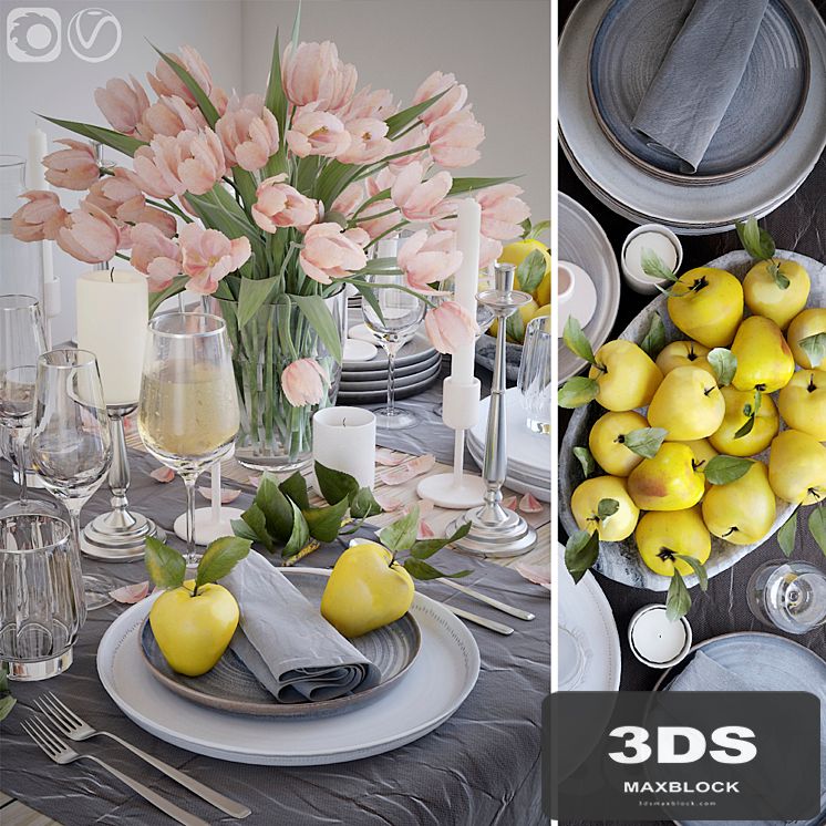 Table setting 27. table setting with pink tulips