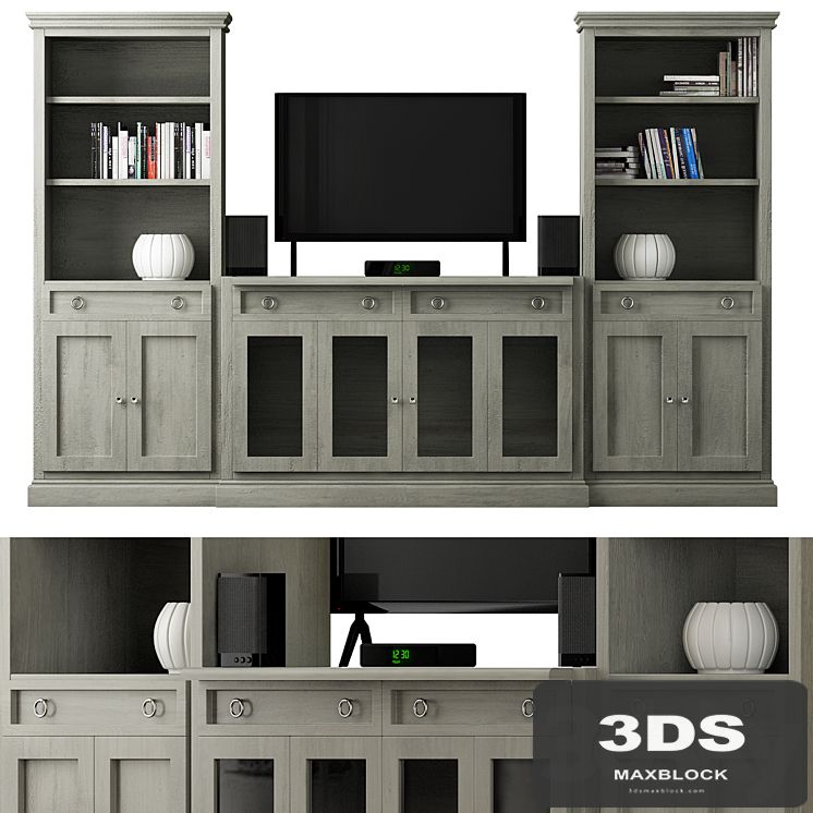 Cameo 4-Piece Gray Storage Bookcase Entertainment