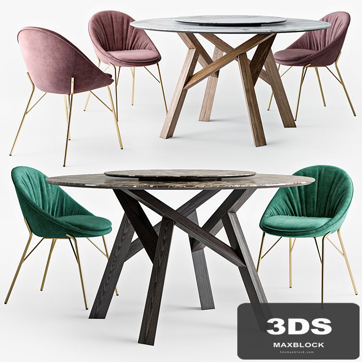Calligaris Jungle round table Lilly chair set