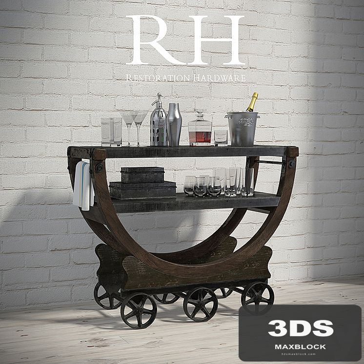 VINTAGE WALLPAPER FACTORY BAR CART