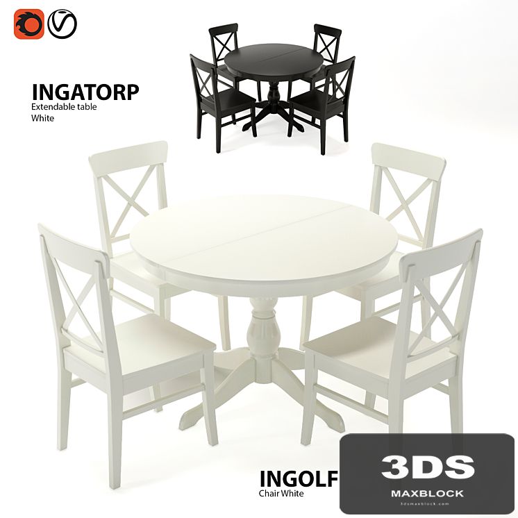 Table and chairs IKEA INGATORP and INGOLF