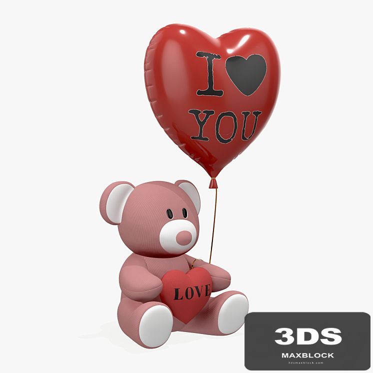 bear teddy plush toy with heart and balloon