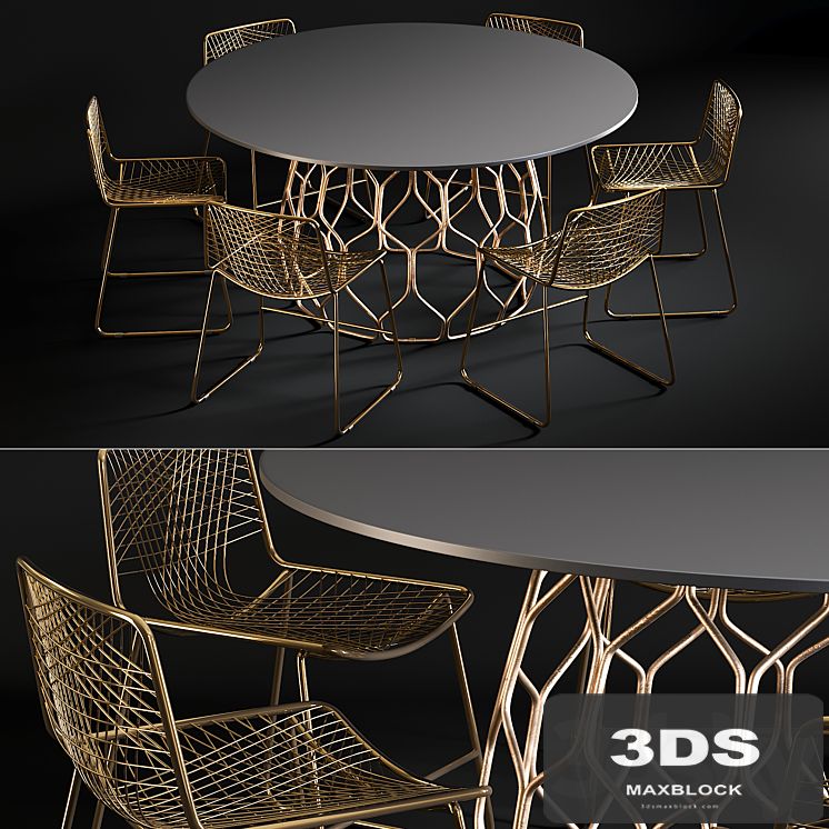 Dining Table Circuit & Chair Alpha Brass