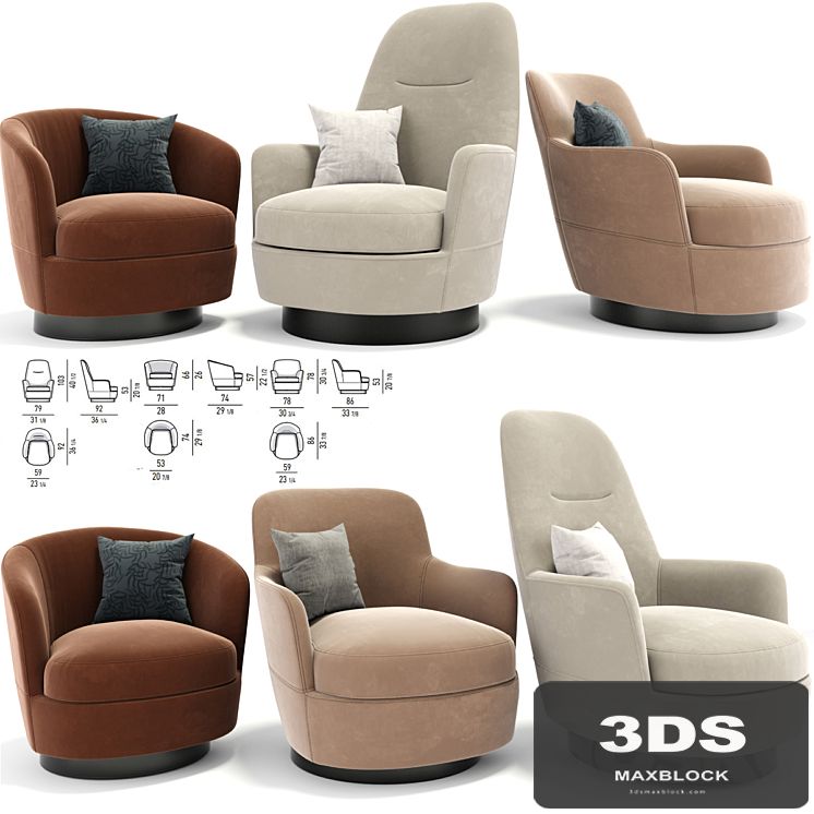 Minotti Jacques Armchair Set