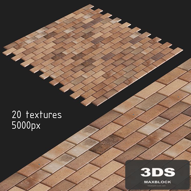 Paving slabs. 20 textures. Red