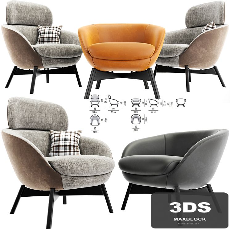 Minotti Russell Arm Chair Set