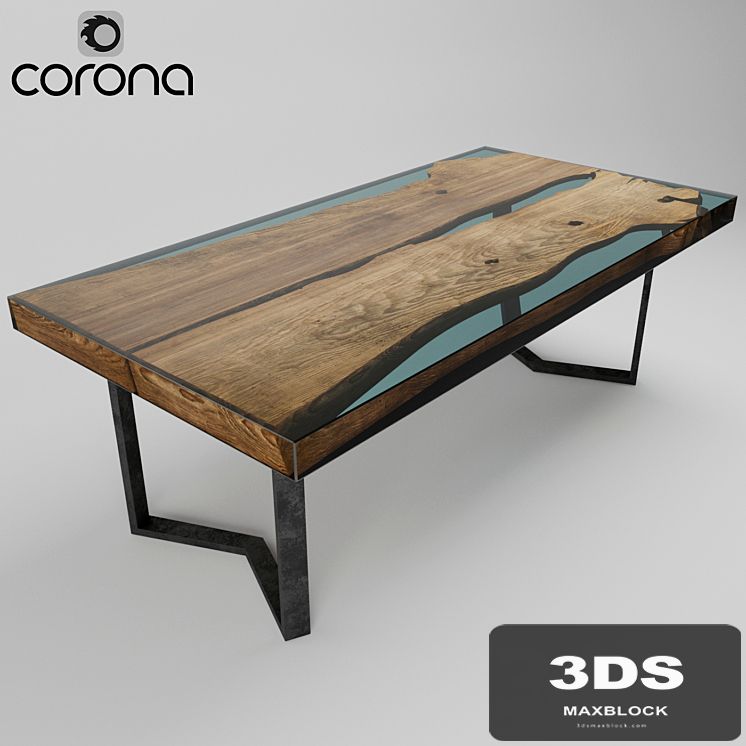 Tables made of wood and epoxy resin