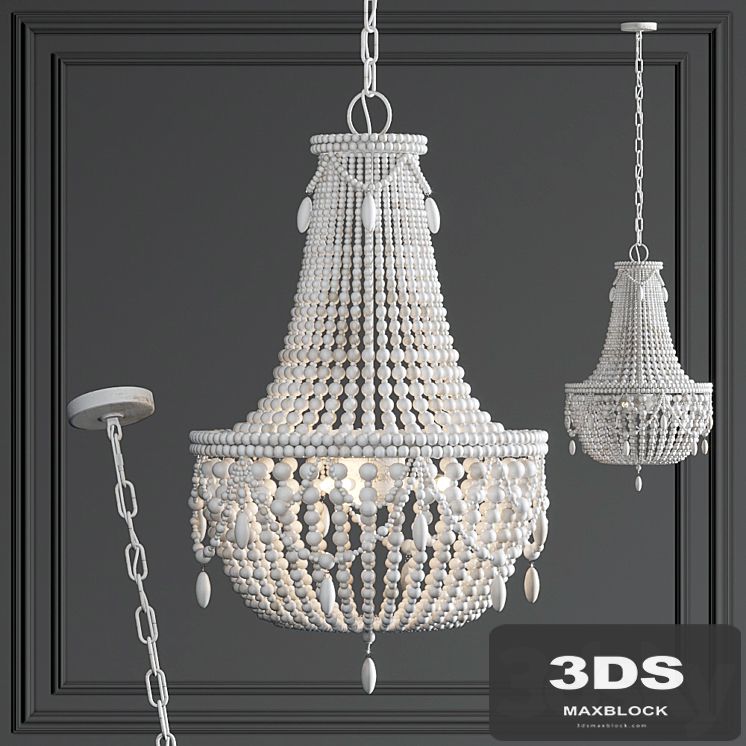 Chandelier RH Anselme White Wood Large Chandelier