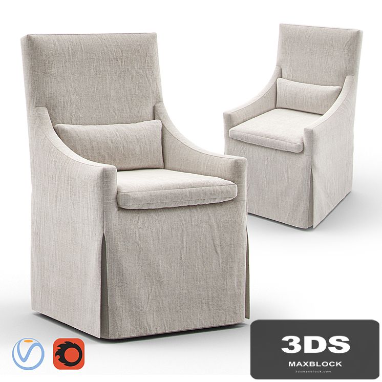 RH BELGIAN Slope Arm Slip Covered Armchair